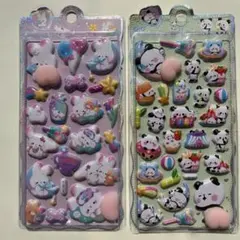 パンダと動物の立体シールセット　おしりシール　ぷっくり　素材