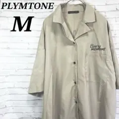 【美品】シャツ　オープンカラー　ロゴ　プリント　羽織り　半袖　ストリート　M