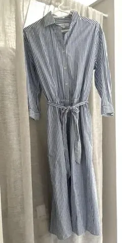 春におすすめniko and... ストライプ七分袖シャツワンピース