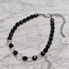 【USED】黒と透明のクリスタルビーズブレスレット