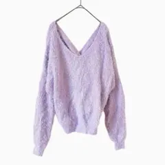 ANAP シャギーニット 長袖 ラベンダー バッククロス トップス トップス 紫
