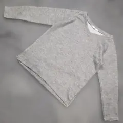 ★b3345 ikka イッカ【M】グレー Vネック 長袖カットソー