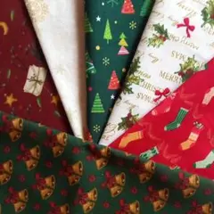 90　クリスマス プリント 生地　はぎれ　綿　カットクロスセット　まとめ売り