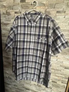 GOODENOUGH 半袖チェックシャツ　バックロゴ　XL