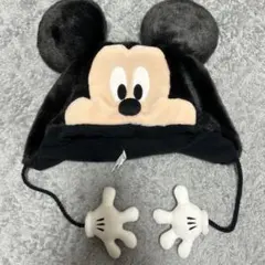ミッキーマウス 耳付きフリース帽子