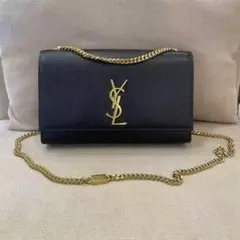 サンローランチェーンショルダーバッグ本革黑