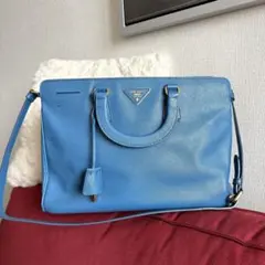 PRADA プラダ◆サフィアーノ◆ハンドバッグ 鞄◆青 ブルー 水色