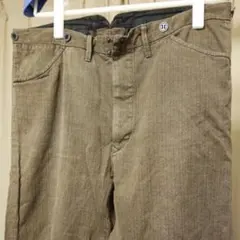 RRL USED加工 シンチバック ストライプ サスペンダーボタン ワークパンツのサムネイル