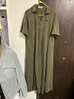 FILA オリーブ シャツワンピース 半袖