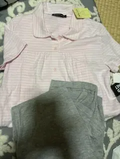 マタニティ 半袖パジャマセット ピンク グレー