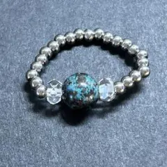 BR555 天然石 パワーストーン ビーズリング クリソコラ ステンレスビーズ