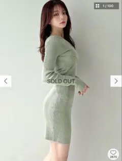 RESEXXY フロントクロス長袖ニットワンピース