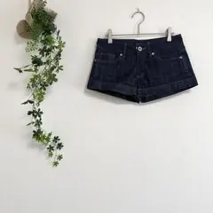 ［Tommy Girl］デニムショートパンツ（S）ブルー　綿　牛革のサムネイル