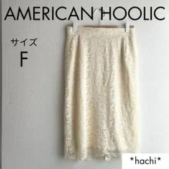 AMERICAN HOLIC ホワイトアイボリー 花柄 レースタイトスカート
