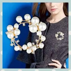 ブローチ パール リース ゴールド ビジュー 上品 フォーマル 卒業式 入学式