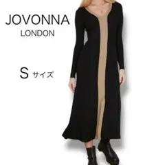 ジョバンナロンドン Vネック リブ ニット 長袖 ワンピース ブラック S