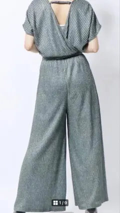 ラメ入り リブニット オールインワン グレーのサムネイル