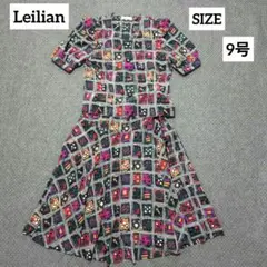 Leilian レリアン 半袖セットアップ 総柄 幾何学模様 日本製 9号 美品