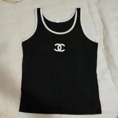 ら*ん様 ロゴ入りタンクトップ 黒