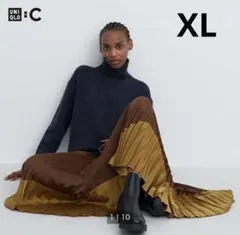 ユニクロC プリーツカラーブロックスカートXL