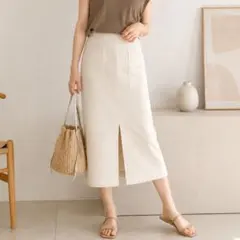 【美品】アーバンリサーチロッソ ストレッチリネンタイトスカート フロントスリットのサムネイル