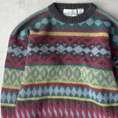 13865 USED マルチカラー ウールセーター ニット