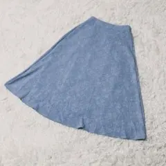 【c4528】Dazy 膝丈スカート　ウエストゴム　ブルー　　総柄　花柄