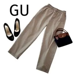 美品 GU ジーユー イエローブラウン チェックパンツ マルチカラー S 美脚