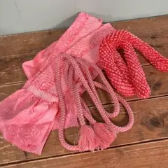 ピンク帯　帯締め帯揚げセット　かのこ　七五三　子供用