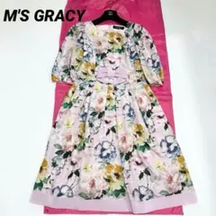 【美品✨】エムズグレイシー　ワンピース　花柄　リボン　2023年　38