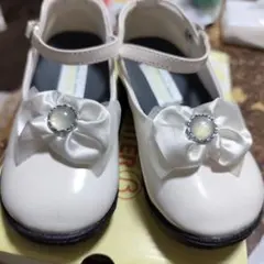 フォーマルシューズ ホワイト リボン付き