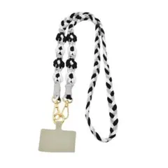 フラワー スマホストラップ ブラック スマホショルダー 首掛け 落下防止 花柄