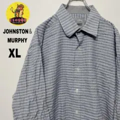 USA古着 JOHNSTON＆MURPHY　長袖ボタンシャツXL　ブルーブラック