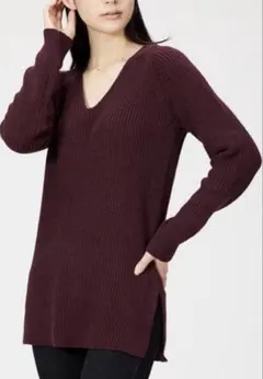 【新品】GOODTHREADS ヘザーバーガンディ Vネックセーター ニット