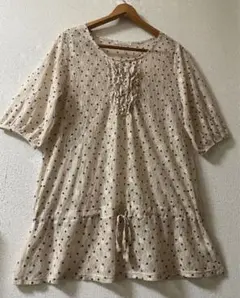 Maple feel美品☆胸元フリル&裾結びリボンエレガント レース チュニック