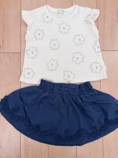 knitplanner 花柄Tシャツ ネイビースカートセットのサムネイル