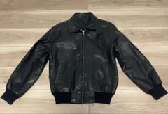 80s 90s レザージャケット シングル ジップアップ ブラック S(M表記)