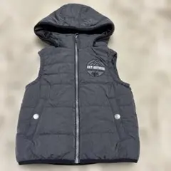 グレー フード付きダウンベスト