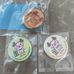 きみぴょん選挙投票促進缶バッチ2個＋木製キーホルダー