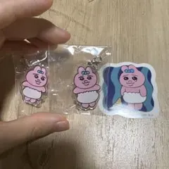 おぱんちゅうさぎストラップ2個とステッカーセット