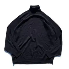 【00s】Eddie Bauer 無地 ハイネック ウール ニット ブラック L