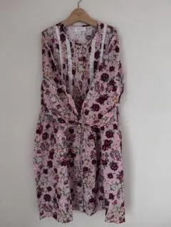 ♥︎花柄長袖ワンピース♡重ね着♡羽織り♡ピンクハウス好きのかたにも