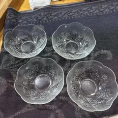 HOYA CRYSTALガラス製デザート椀 10個セット花柄　バラ売り可能