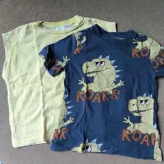 ZARA イエロータンクトップとH&M 恐竜総柄Tシャツ 2点　100cmくらいのサムネイル