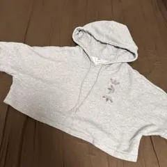 adidas グレー クロップドフーディ M