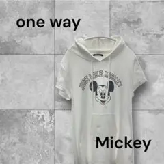 【one way】ミッキープリント 半袖パーカー Mサイズのサムネイル