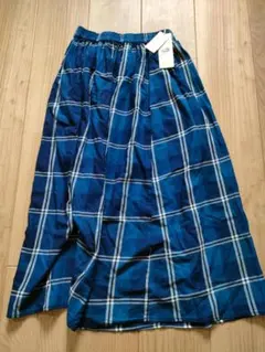 新品　コムサイズム　インディゴチェックスカート　F　定価7900円