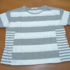 B.L.U.E. ボーダー柄 半袖Tシャツ グレー×ホワイトのサムネイル