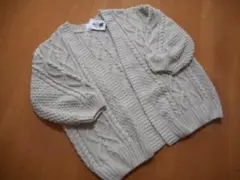 ドルマン風ケーブル編み仕様＆モールニット×ベージュ☆カーディガン【4L】