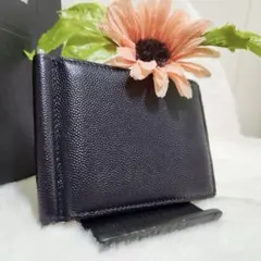 ✨極美品✨サンローラン　マネークリップ　キャビアスキン　レザー　ブラック　黒